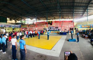 Wadan Lantamal IV Kolonel Laut (P) Imam Musani SE. saat membuka turnamen voli cup Danlantamal IV 2018 di Gor Kaca Puri, Tanjungpinang. (Foto: Aji Anugraha)