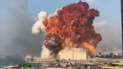 Screanshot video ledakan sangat besar yang terjadi, di Port of Beirut, Lebanon, Selasa (4/8/2020)pada pukul 18.02 Waktu Setempat.