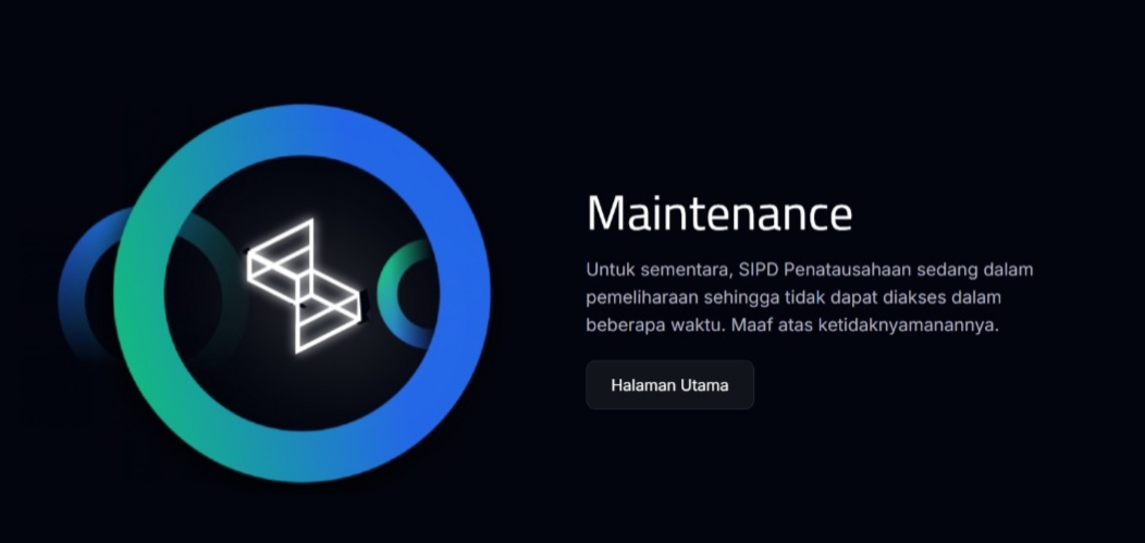 Laman SIPD Kemendgari saat maintenance, Rabu (20/8/2025)
