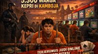 Ilustrasi : BP3MI Kepri mengatakan Sebanyak 5.300 warga Kepulauan Riau (Kepri) diduga menjadi pekerja migran ilegal di Kamboja. Alih-alih mendapatkan pekerjaan layak, sebagian besar justru terjerumus dalam eksploitasi dan praktik judi online. (Foto: AI pijarkepri.com)