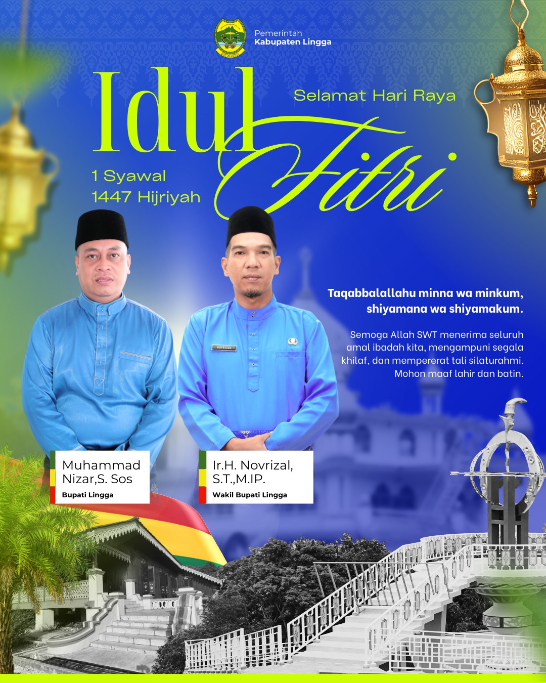 Iklan Ucapan Idul Fitri Pemerintah Kabupaten Lingga. (Desain : Diskominfo Pemkab Lingga)