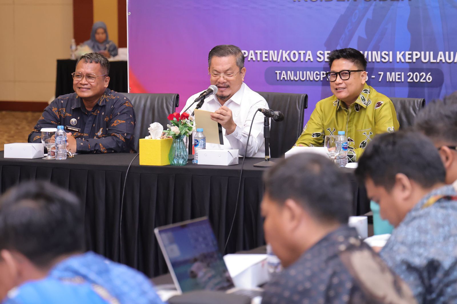 Asistensi pembentukan Tim Tanggap Insiden Siber (TTIS) dan bimbingan teknis (bimtek) penanganan insiden siber tahun 2026, di Aula Wan Seri Beni, Dompak, Rabu (6/5/2026)