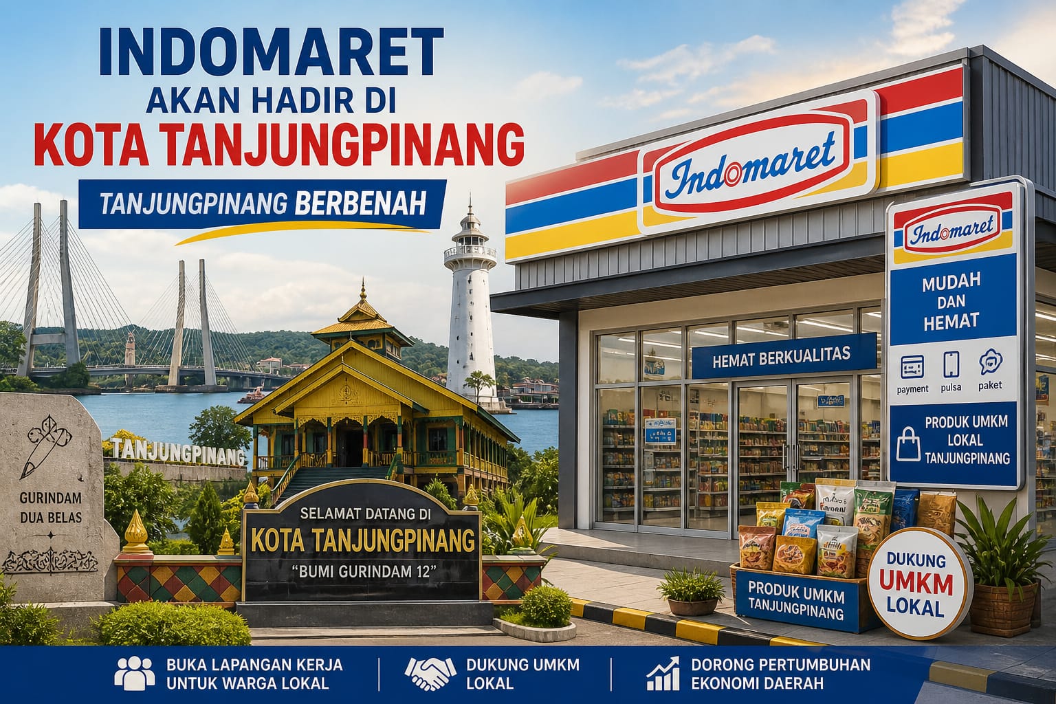 Ilustrasi AI : Indomaret dan Kolaborasi Pemerintah Kota Tanjungpinang untuk mendukung tenaga kerja lokal, produk UMKM Berkualitas dan peningkatan ekonomi masyarakat Kota Tanjungpinang. (DS: pijarkepri.com)