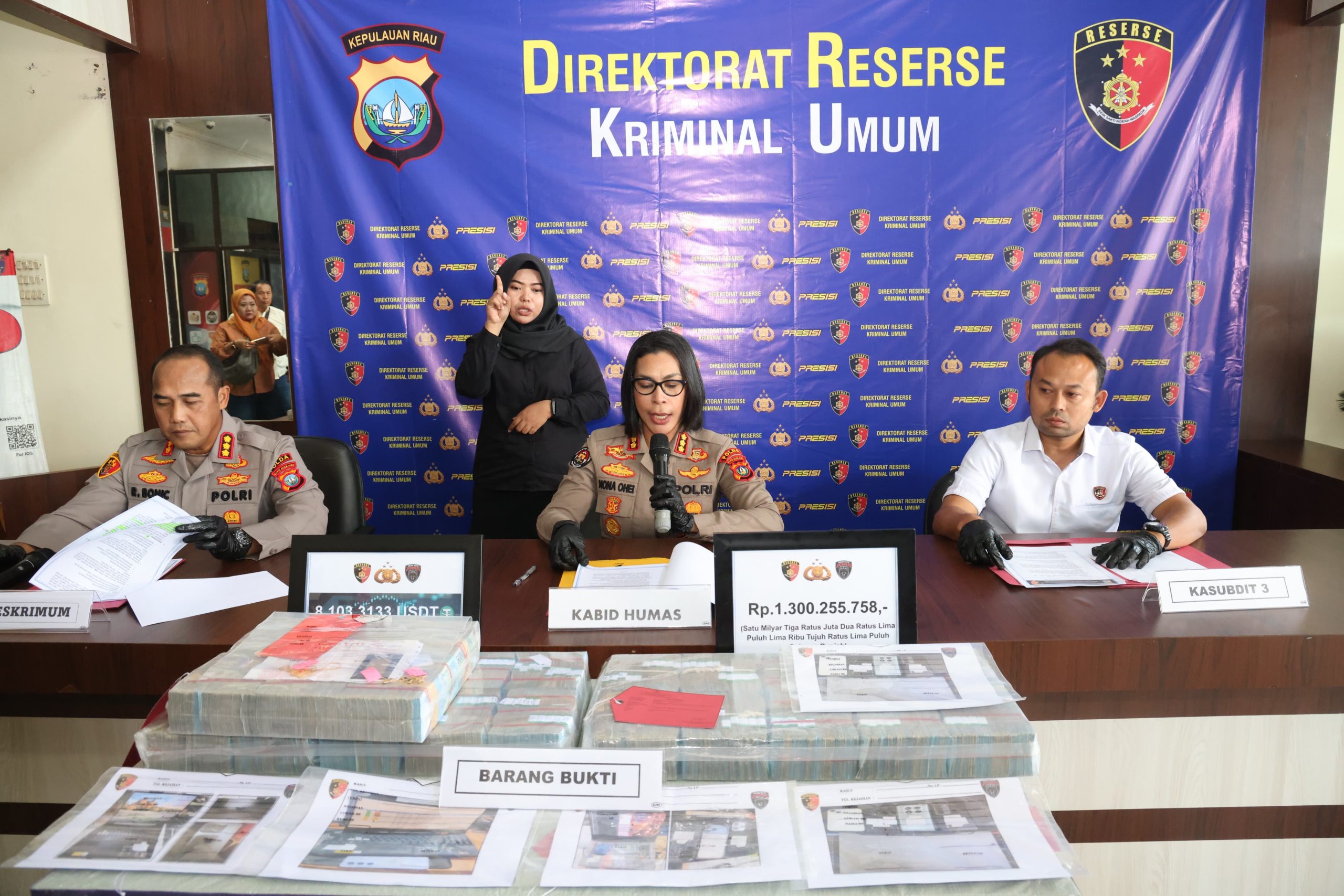 Kabid Humas Polda Kepri Kombes Pol. Nona Pricillia Ohei, saat konfrensi pers, di Batam, Kamis (25/6/2026) (F-Polda Kepri)