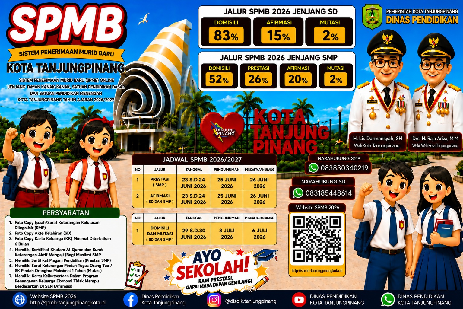 Laman resmi dan rangkaian jadwal penerimaan murid barud di Tanjungpinang. (Foto: Dinas Pendidikan Tanjungpinang)
