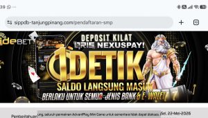 Tangkapan layar situs Penerimaan baru SMP di Tanjungpinang yang beralih ke laman situs Judol. Dinas Pendidikan mengimbau agar masyarakat tidak mengakses situs lama ini, pada Senin (29/6/2026) (Foto: ss hp warga)