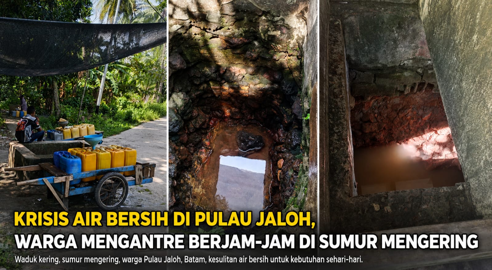 Kondisi air bersih di Pulau Jaloh, Kelurahan Pantai Gelam, Kecamatan Bulang, Kota Batam, Kepri, Sabtu (1/8/2026)(Foto: Icam/pijarkepri.com)