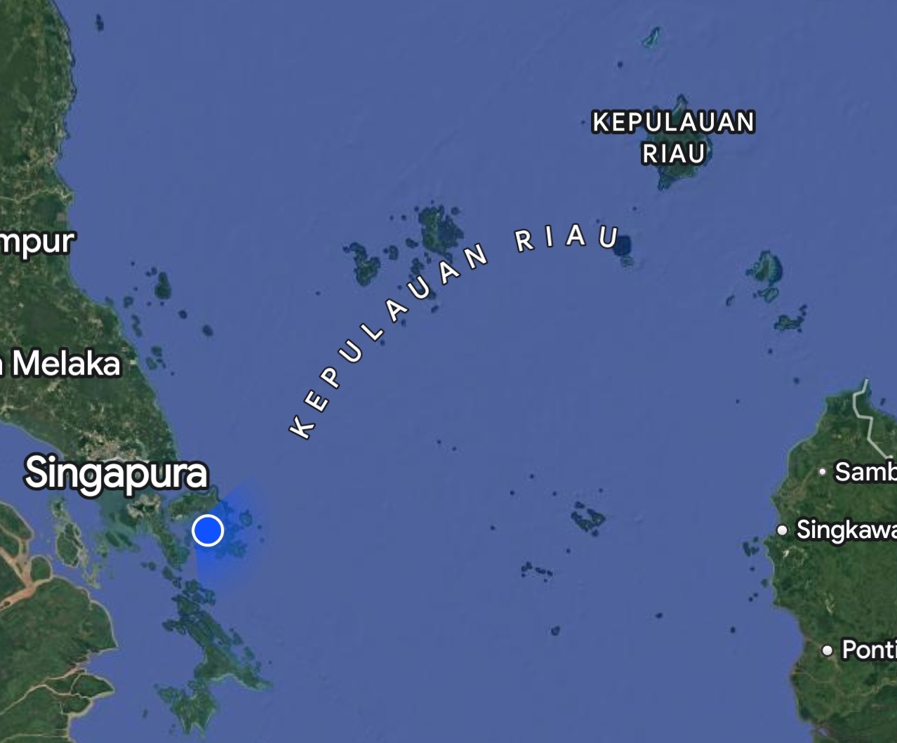 Provinsi Kepulauan Riau dari Google Map.