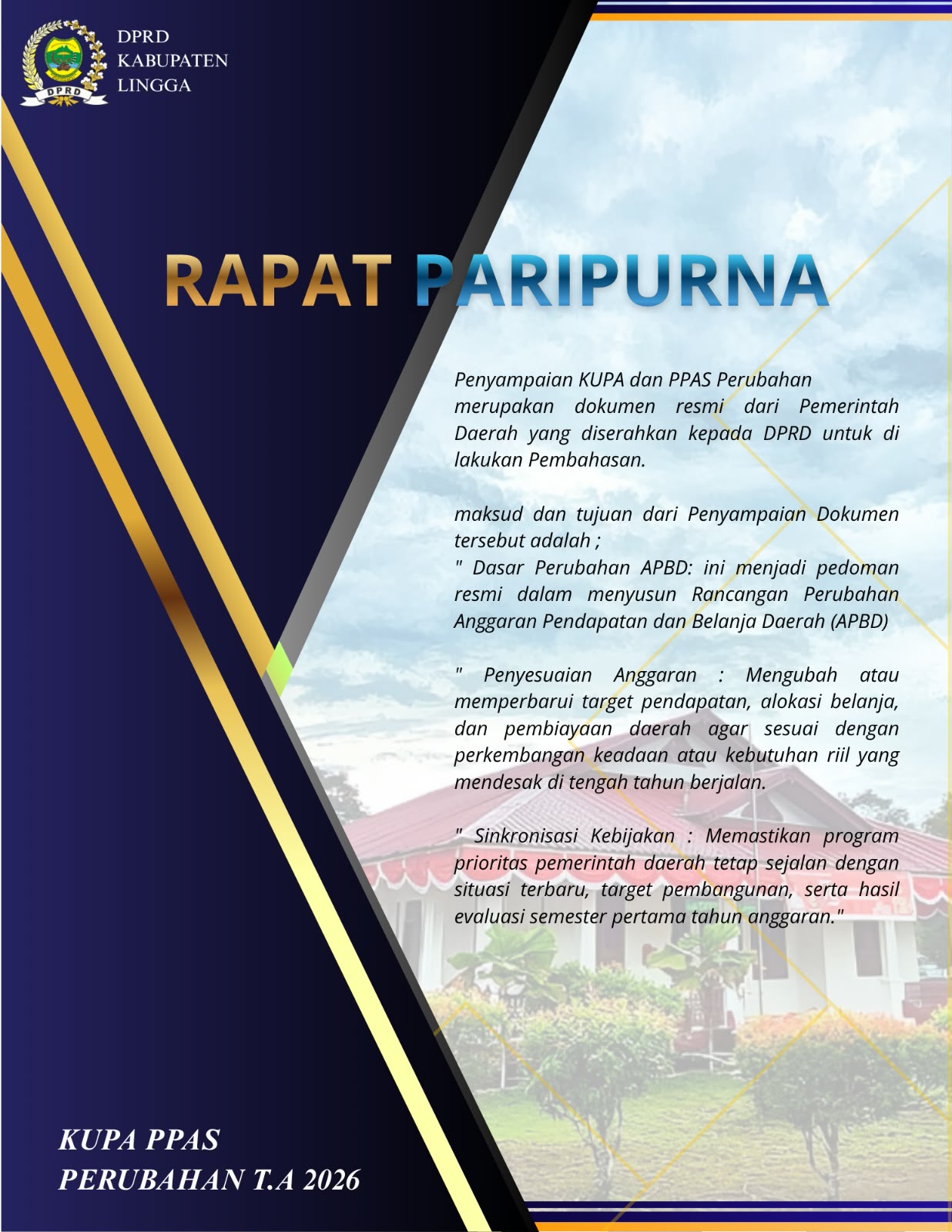 Iklan Penyampaian KUPA dan PPAS Prubahan Kabupaten Lingga 2026