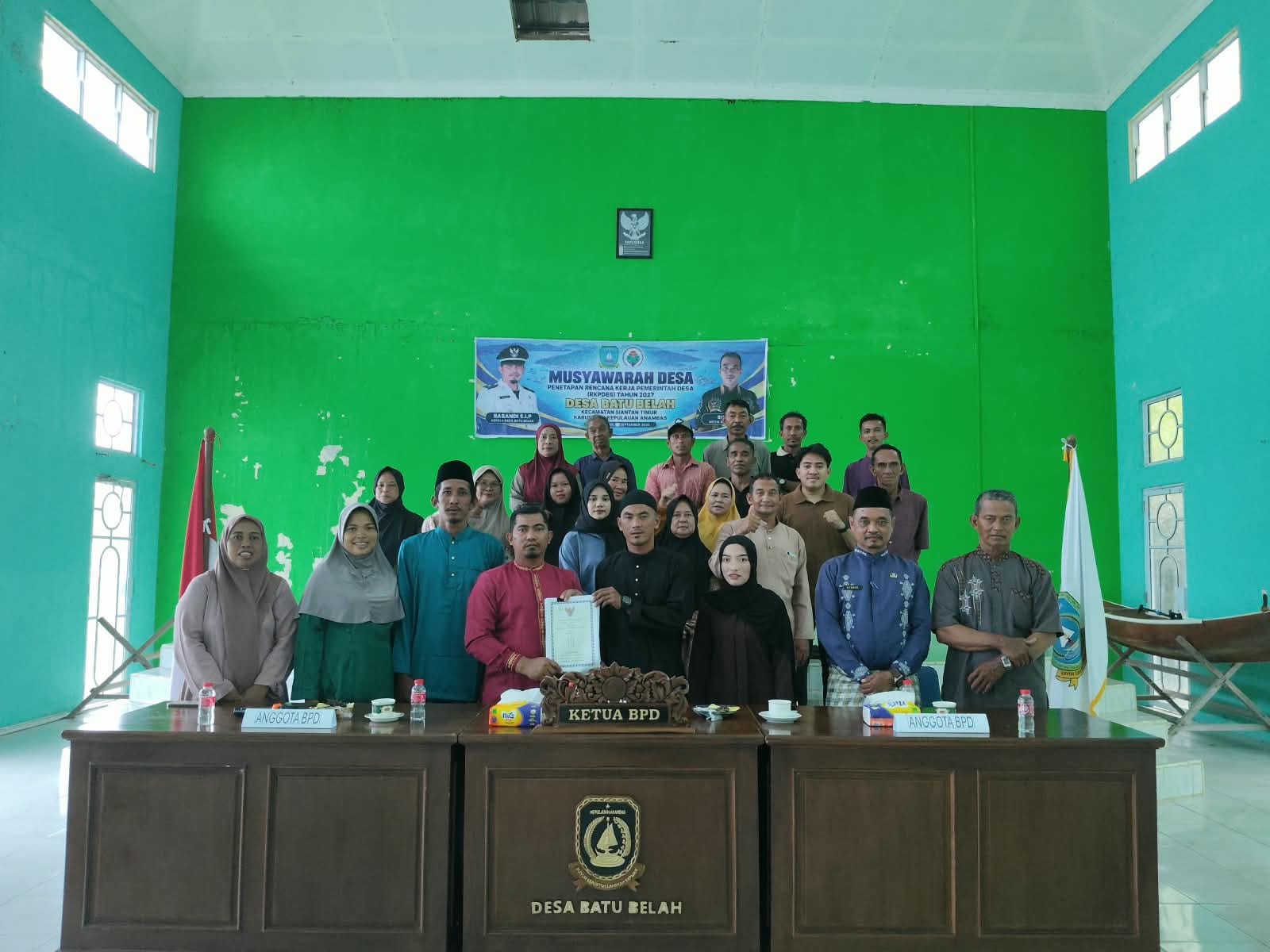 Badan Permusyawaratan Desa (BPD) Desa Batu Belah menyepakati Rancangan Rencana Kerja Pemerintah Desa (RKPDes) Tahun 2027 menjadi Peraturan Desa Batu Belah.