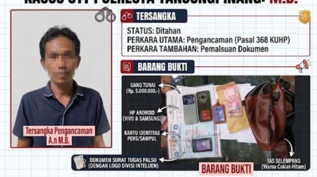 Penampakan MB yang diamankan Satuan Reserse Kriminal (Satreskrim) Polresta Tanjungpinang setelah diduga meminta uang Rp5 juta kepada humas PT Arga Alam Pongkar dengan modus mengancam akan mempertahankan pemberitaan terkait perusahaan tersebut. (Foto: Istimewa) Penampakan MB yang diamankan Satuan Reserse Kriminal (Satreskrim) Polresta Tanjungpinang setelah diduga meminta uang Rp5 juta kepada humas PT Arga Alam Pongkar dengan modus mengancam akan mempertahankan pemberitaan terkait perusahaan tersebut. (Foto: Istimewa)