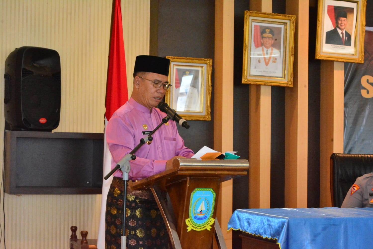 Bupati Kepulauan Anambas Aneng, saat membuka Sosialisasi Hukum bertema Pencegahan Tindak Pidana Korupsi di Lingkungan Pemerintah Kabupaten Kepulauan Anambas, Jumat (9/10/2026).